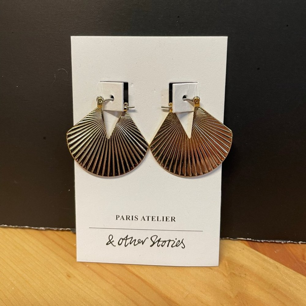 Fan Gold Steel Earrings